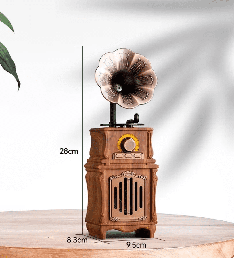 mini retro radio vintage wooden phonograph
