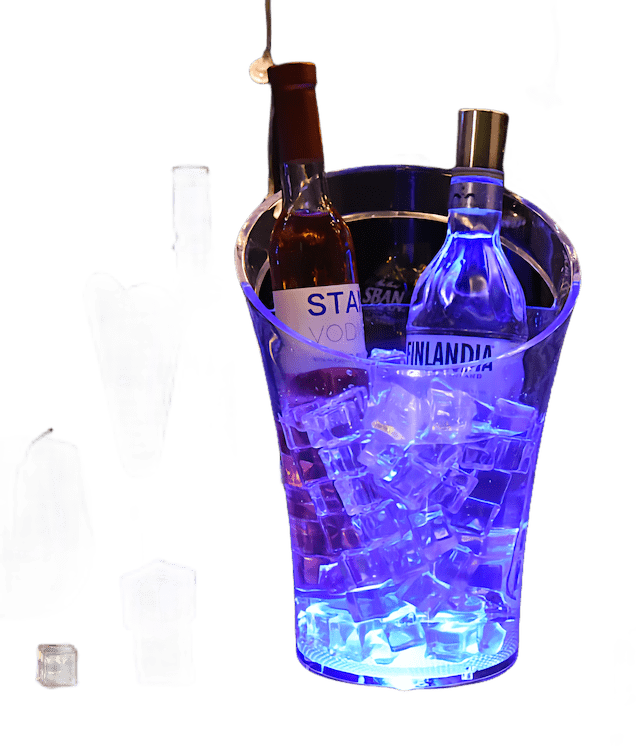 cooling bucket for ice alcohol vodka wine champagne lighted led colour bucket