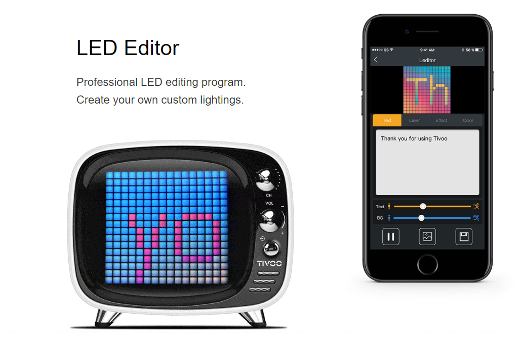 tivoo speaker led editor