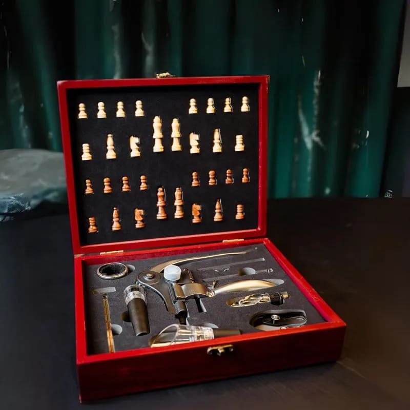 gift set for wine chess board deluxe luxury box case wooden