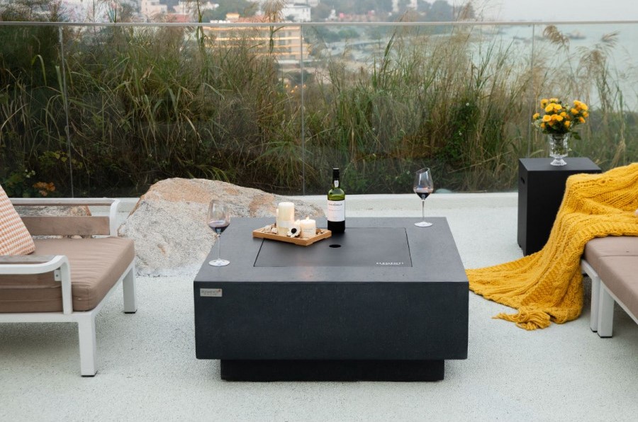 Gas fireplace in the coffee table garden terrace balcony