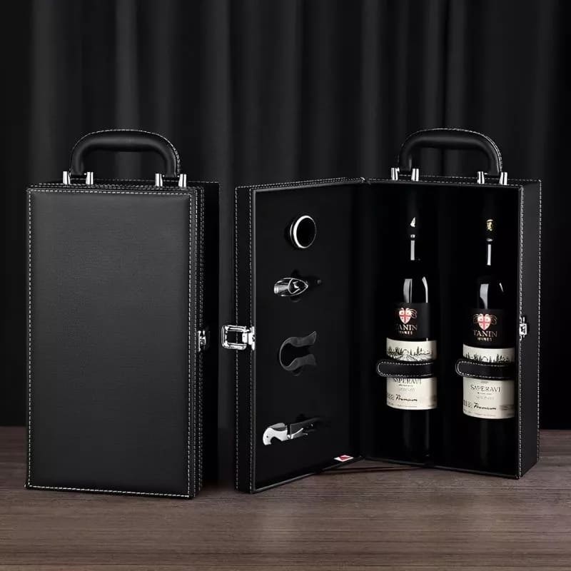 Luxury box made of eco leather for wine as a gift set for men