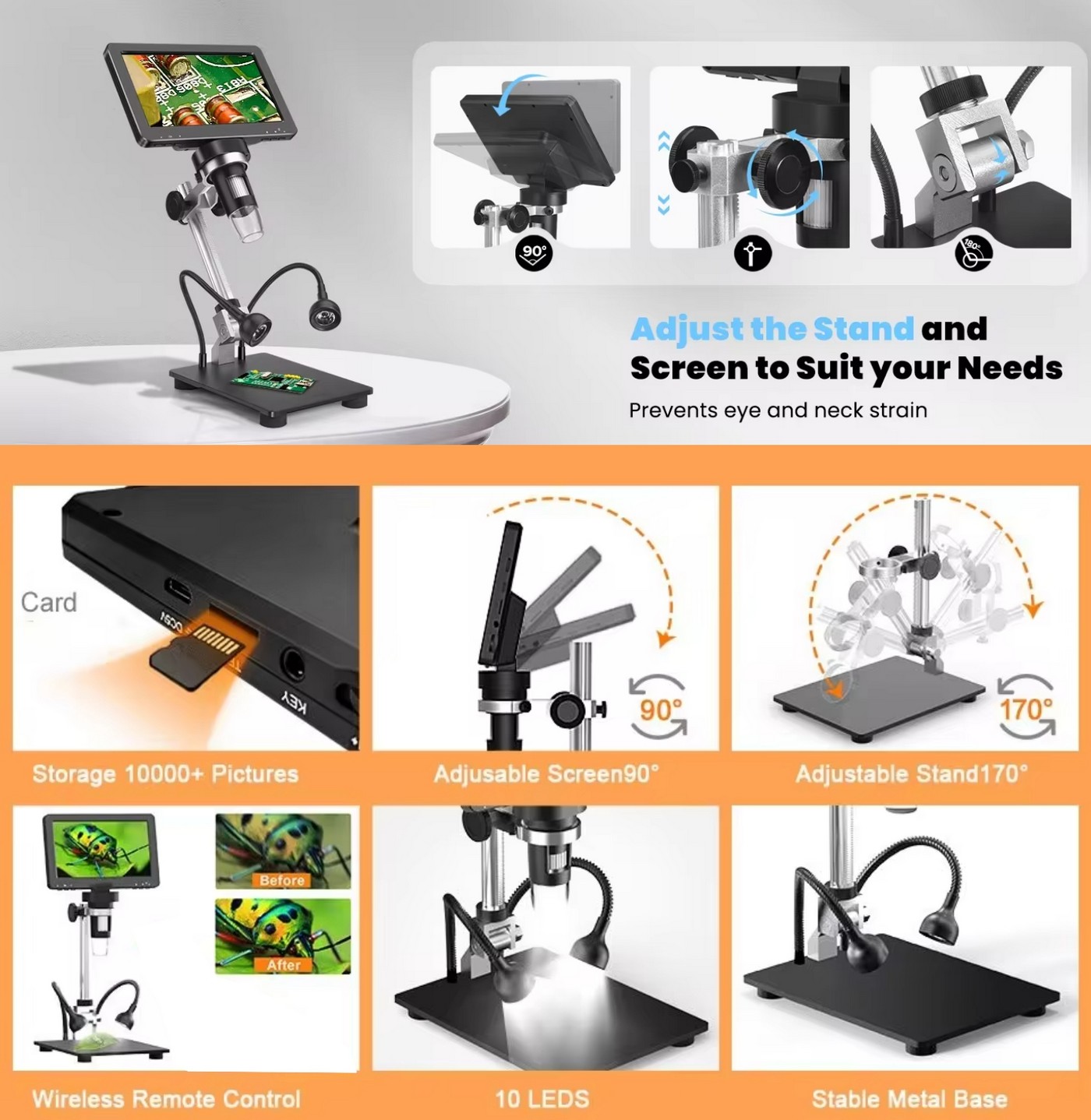 microscopes digital electronic full hd with zoom magnificier on desktop PC