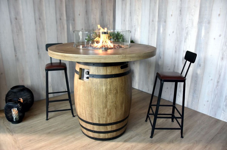  Wine barrel fire pit gas propane table - bar 