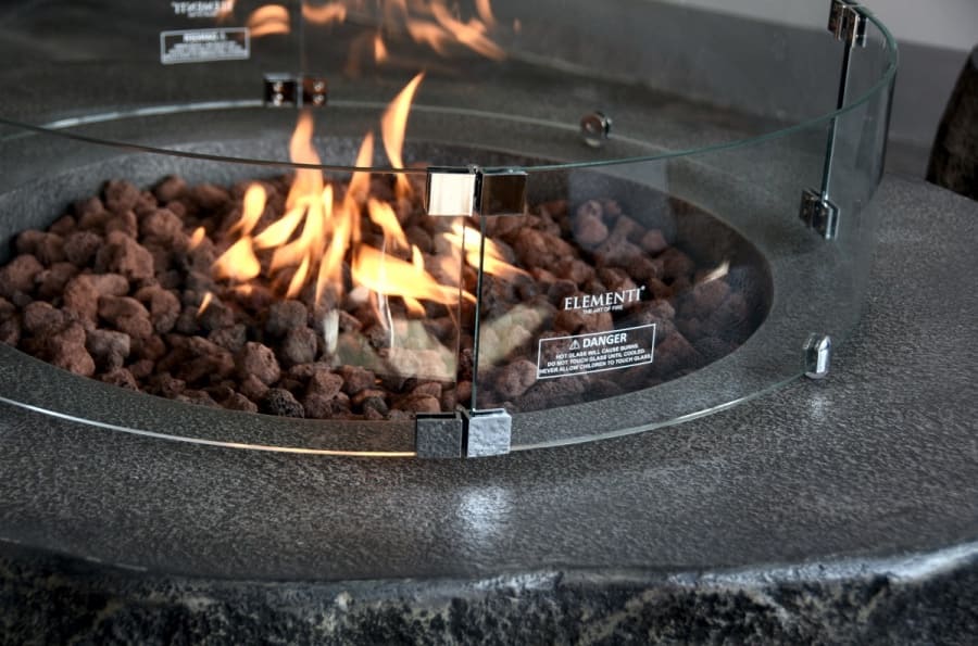 stone garden table - gas fireplace