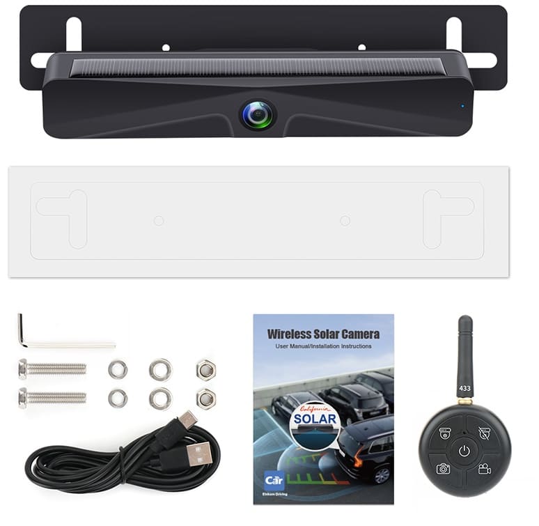 solar rear view camera for license plate wifi wireless rear