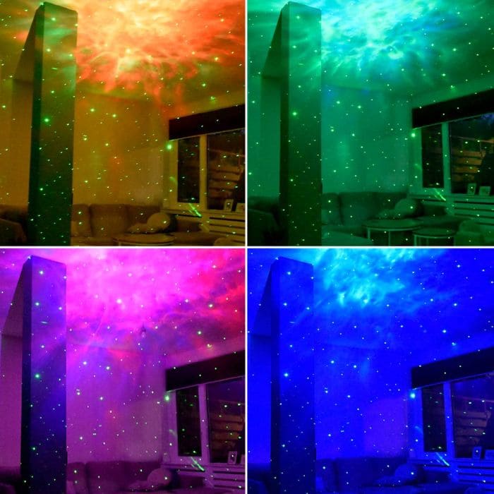 projector night sky aurora lights laser stars astronaut