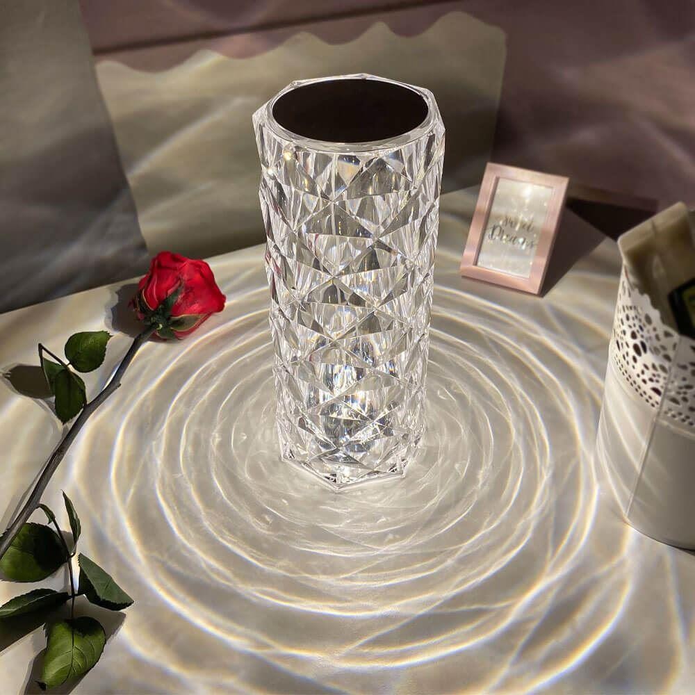 crystal LED touch table lamp on table vase cup