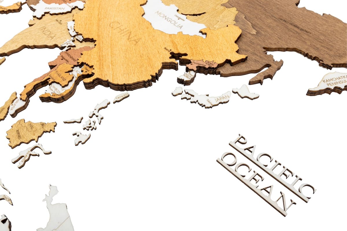 Decorative design maps of the world wooden laser engraved hand made