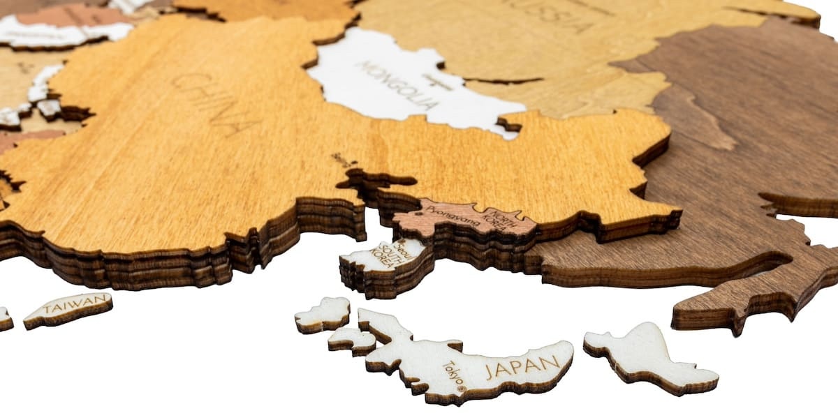 3d wooden maps 4 layers of wood as a picture