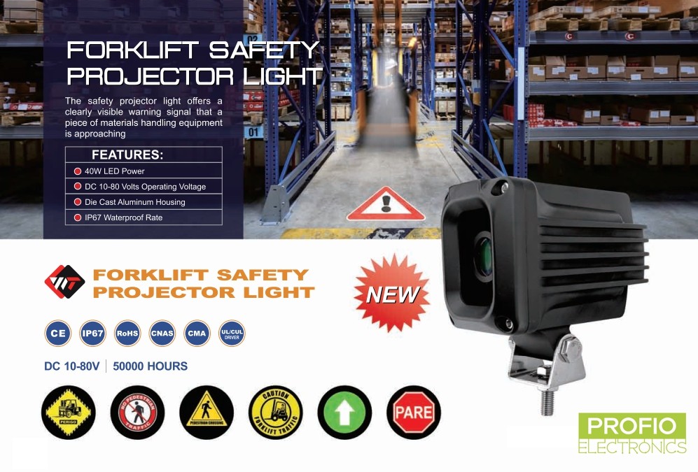 Warning safety GOBO projector for forklift trucks