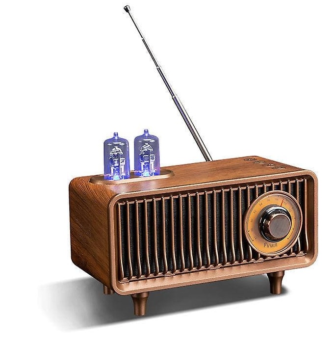 Retro vintage wooden bluetooth radio