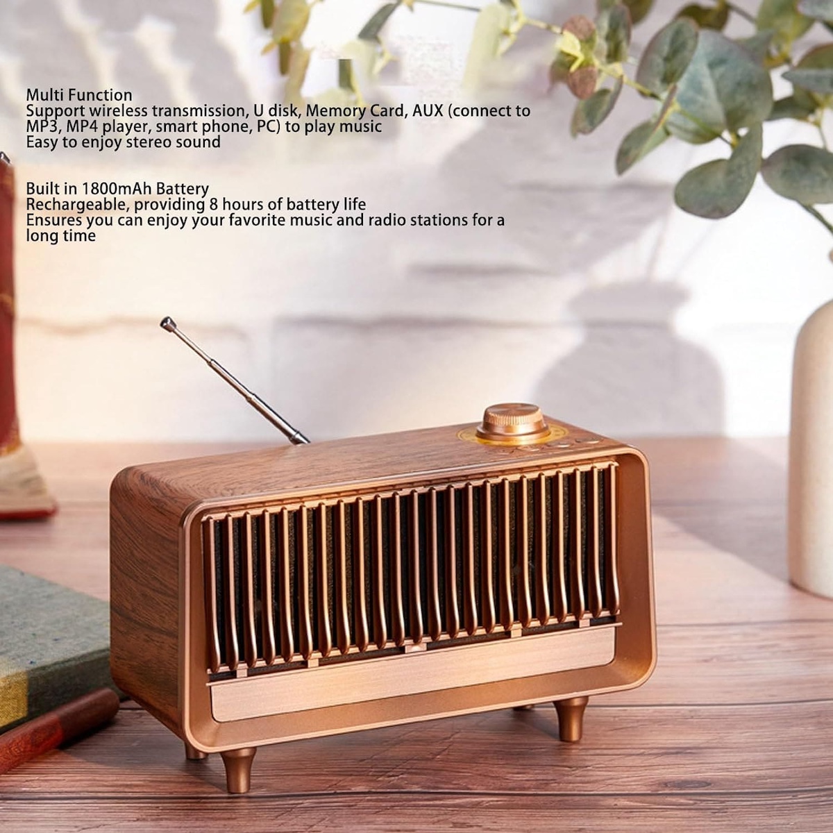 retro radio made of wood vintage small speaker