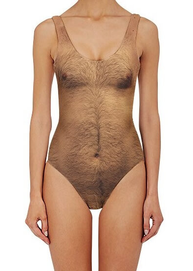 Women's swimwear with masculine body light brown