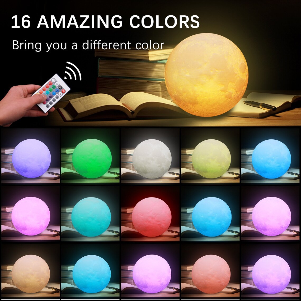 3D moon - night lamp 16 colors galaxy light lamps