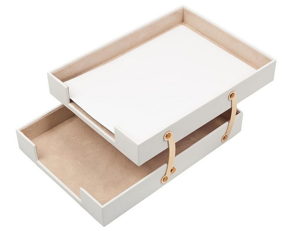 white leather paper holder