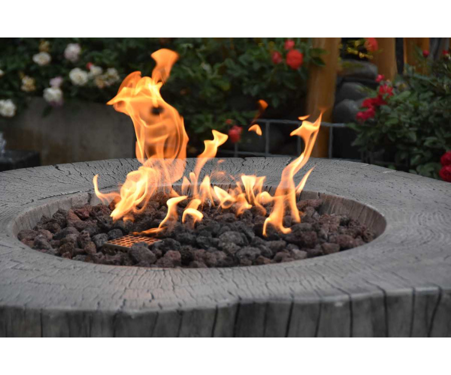 portable concrete fireplace gray as wood stump