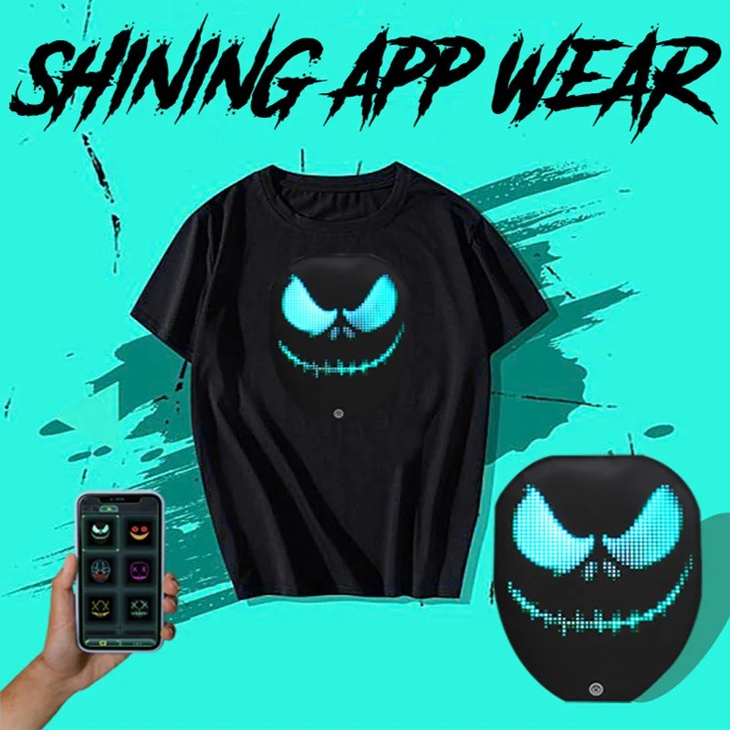 programmable LED shirt with display for mobile app smartphone