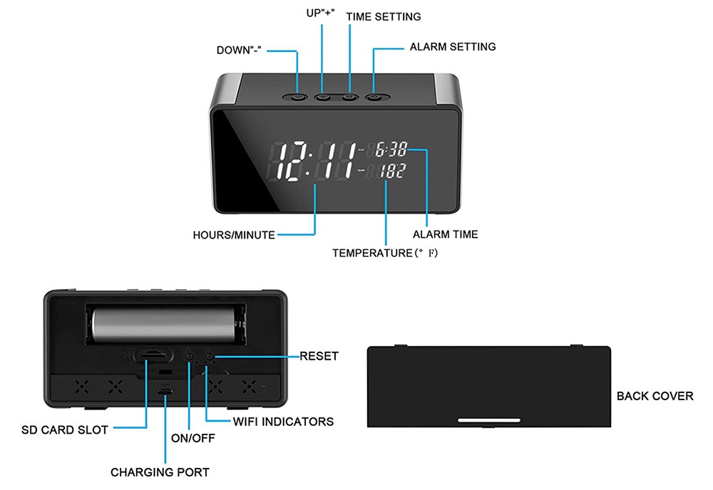 clock with wifi camera spy espionage