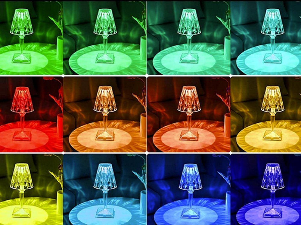 table lamp glass crystal lighting colored led night rgb lamp