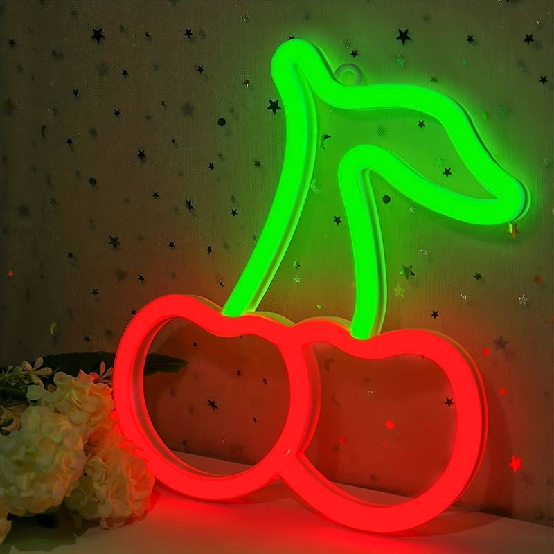 cherry light logo neon sign led cherries