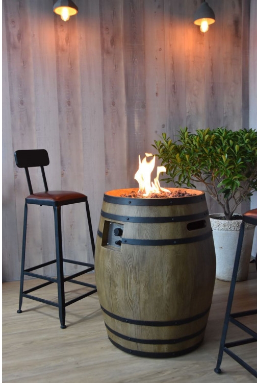 barrel fire pit -gas wodden imitation fireplace