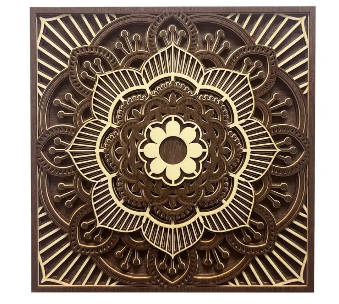 Mandala made of wood on the wall - wall hanging