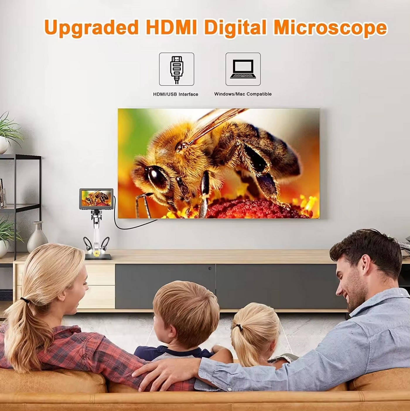 microscope with full hd electronic digital display for computer tv with zoom function