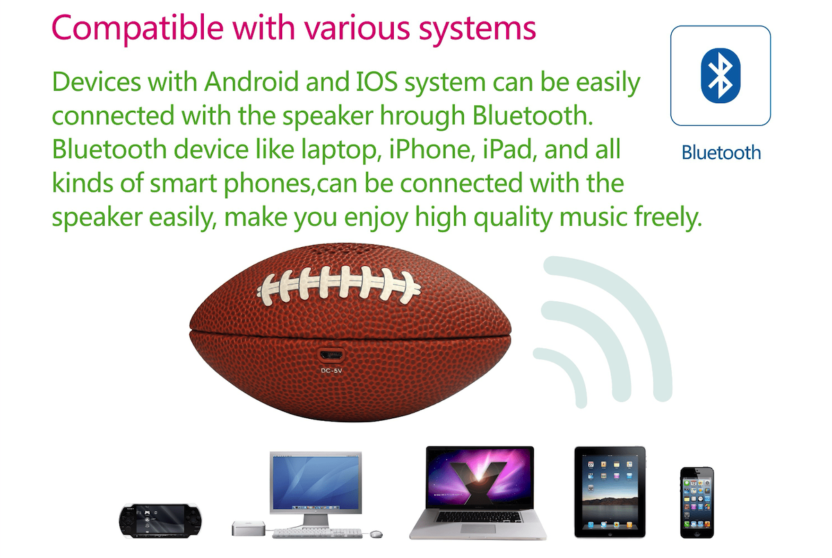 american football ball mini speaker portable for mobile phone to PC