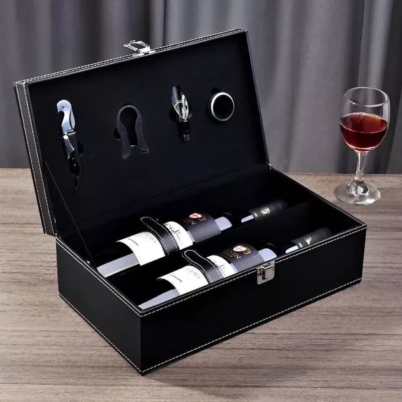 box wine set gift leather luxury baskets set