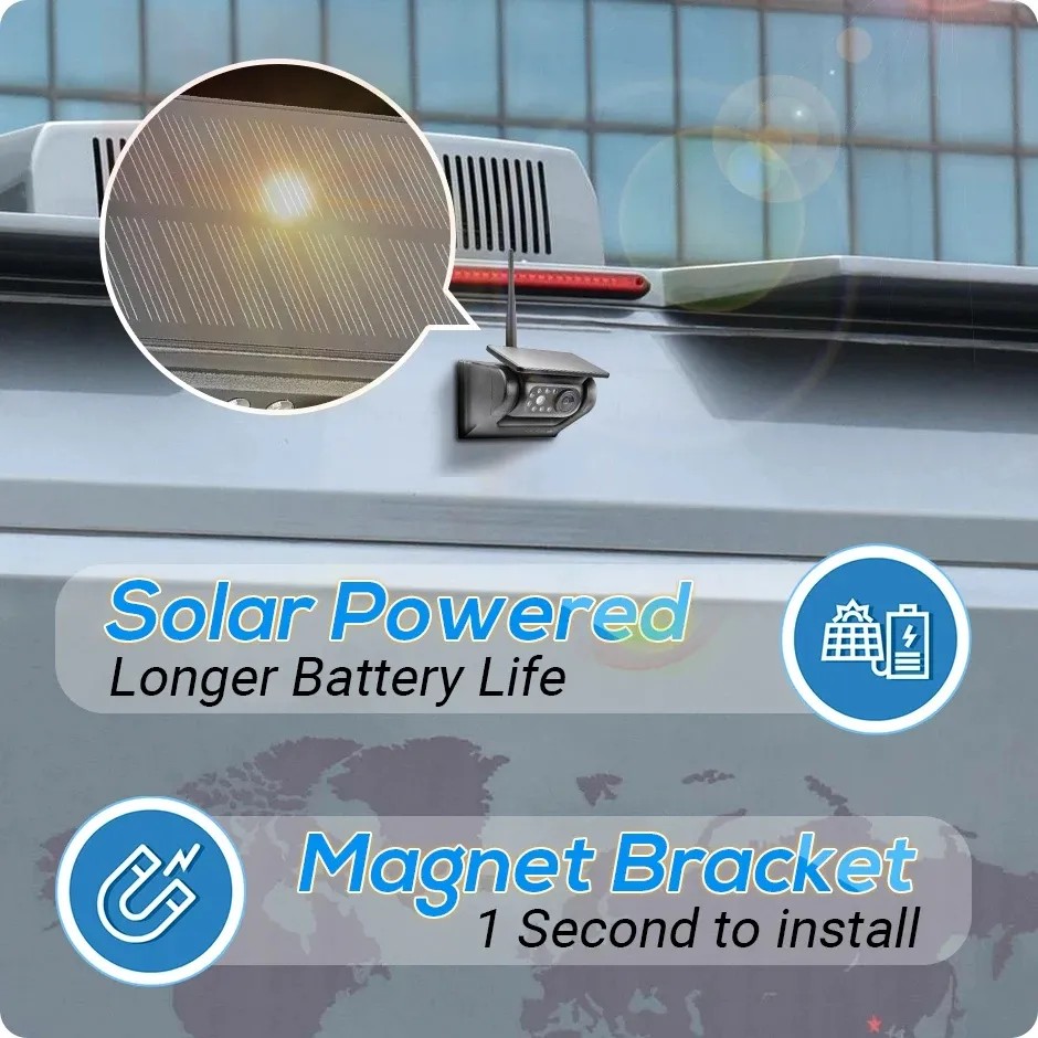 reversing car camera with solar panel van trailer