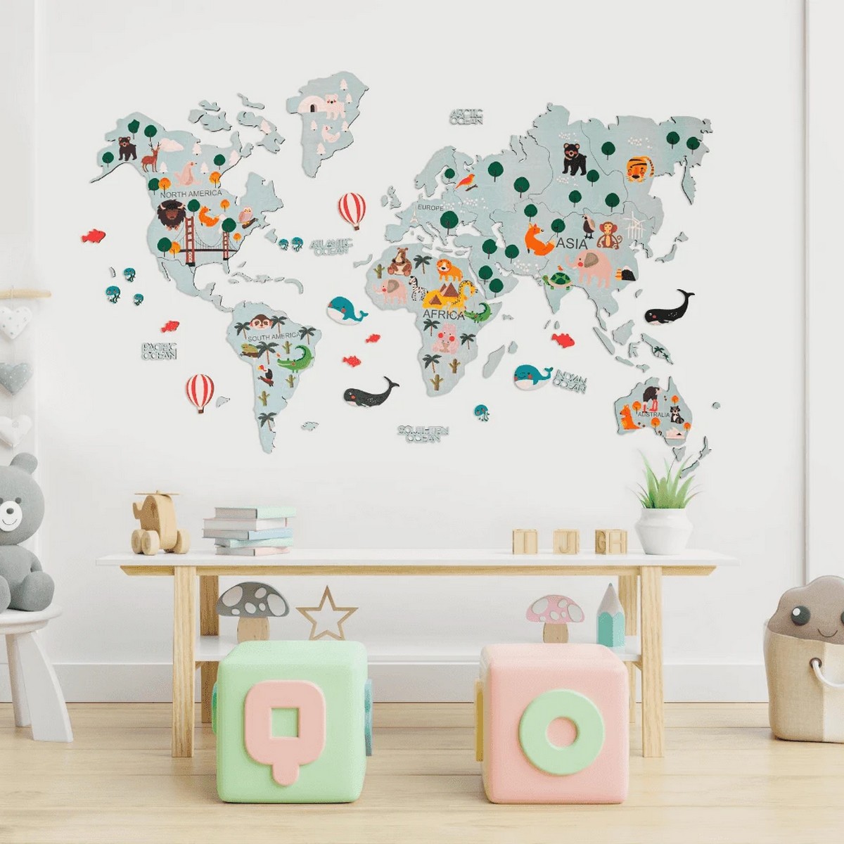 world map kids room