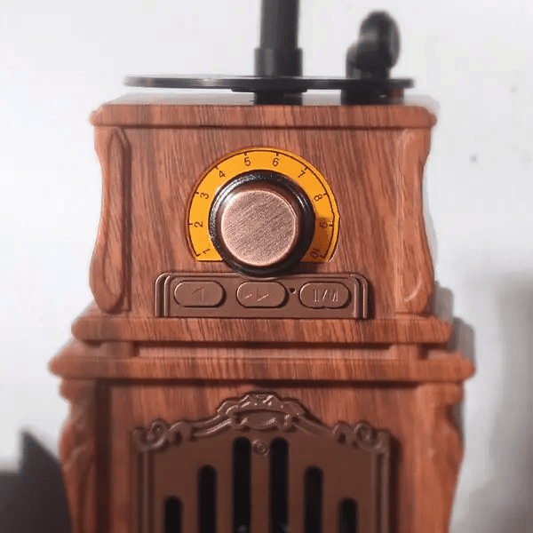 Vintage wooden AM/FM radio made of wood imitation gramophone