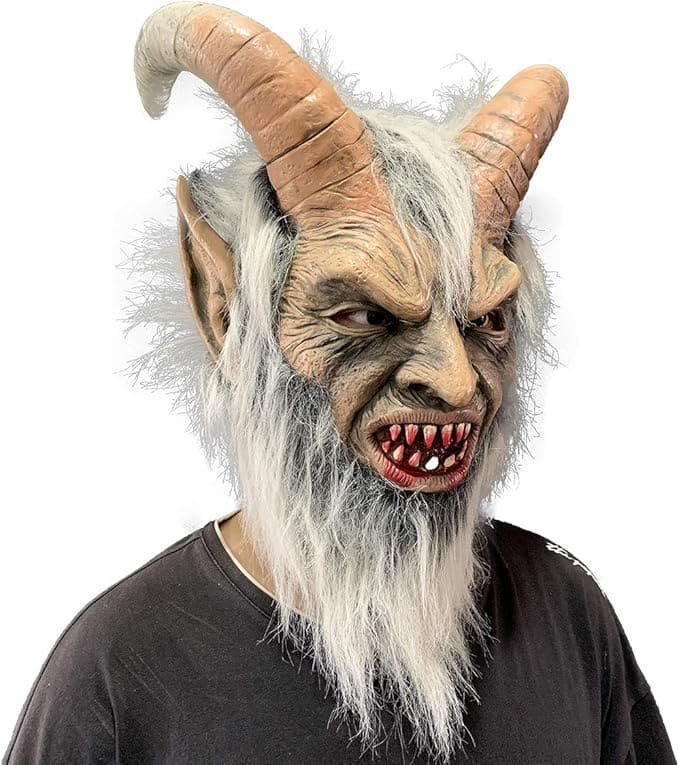 Devil with horns mask on face demon