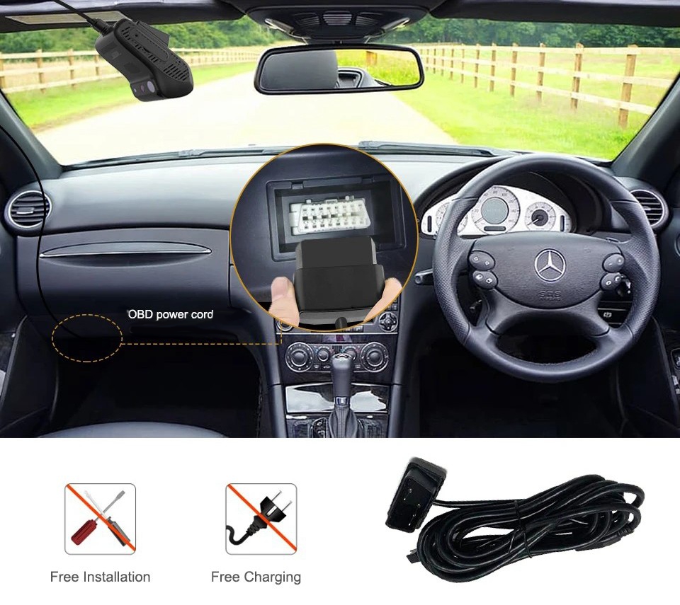 Extension cable obd power camera for car, professional car camera