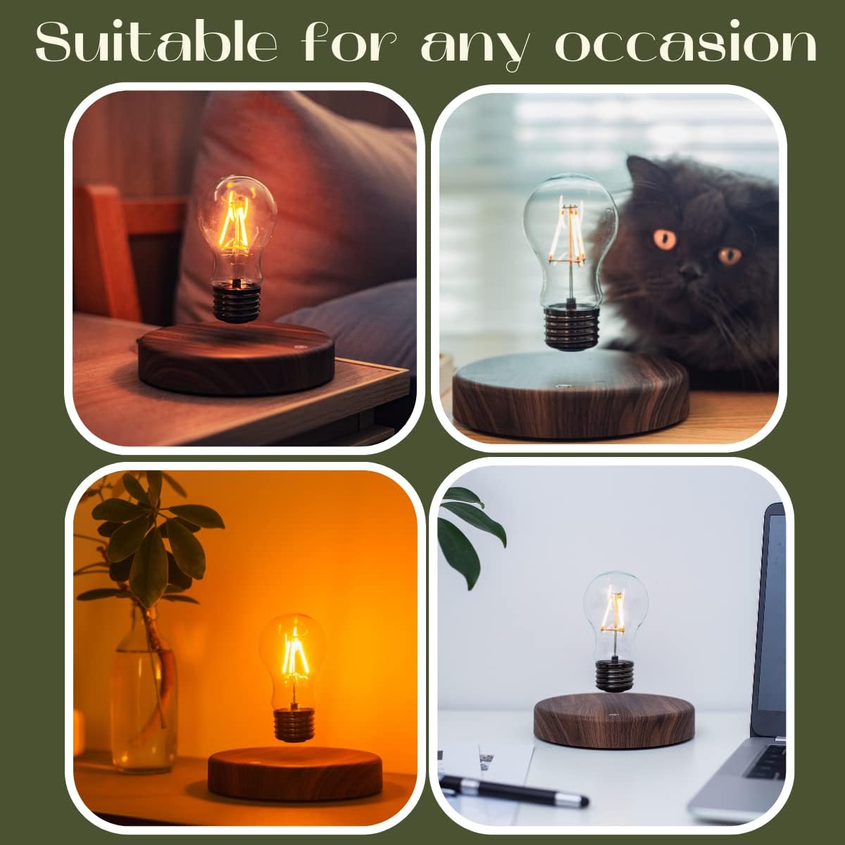 levitating light bulb night table lamp floating